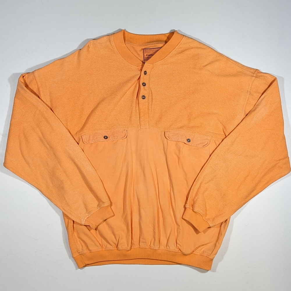 Vintage 80s Expressions Sweatshirt Size XL Button Down Neon Orange Peach Color